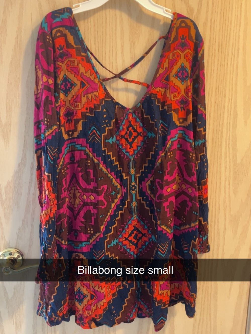 Billabong Navy, Magenta & Orange Crisscross Back Printed Tunic